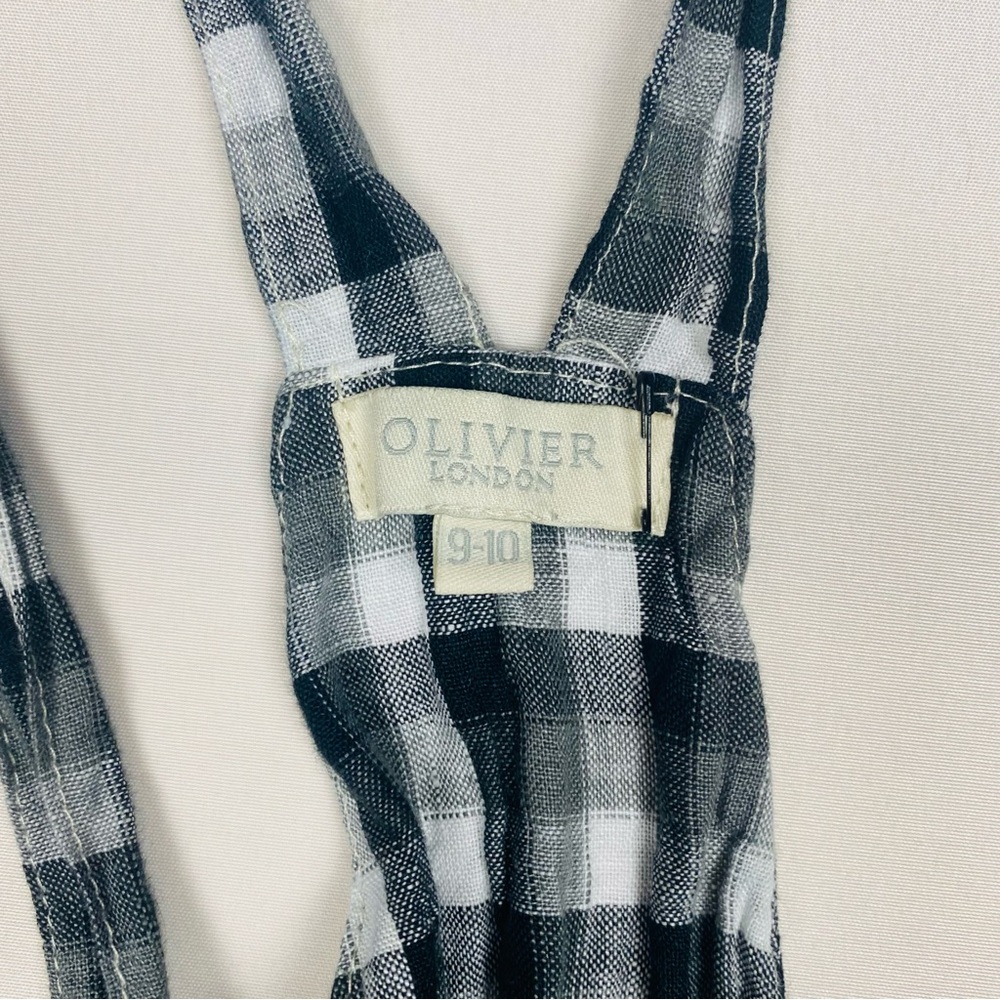 Olivier London Linen Plaid Shoulder Strap‎ Suspender Skirt Dress Size 9-10 - Picture 7 of 9